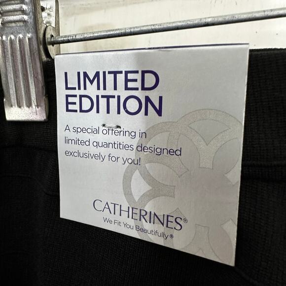 Catherines Curvy Collection Midi Skirt 4X Solid Black Career‎ Work Office New - Picture 5 of 7